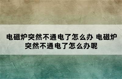 电磁炉突然不通电了怎么办 电磁炉突然不通电了怎么办呢